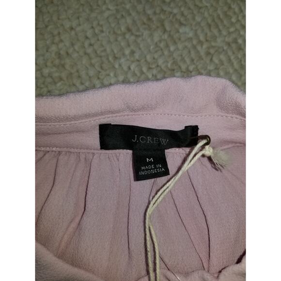 NWT Womens Top-RE-IMAGINED BY J.CREW-pink silky tunic button-up collared ls-M - Picture 5 of 5